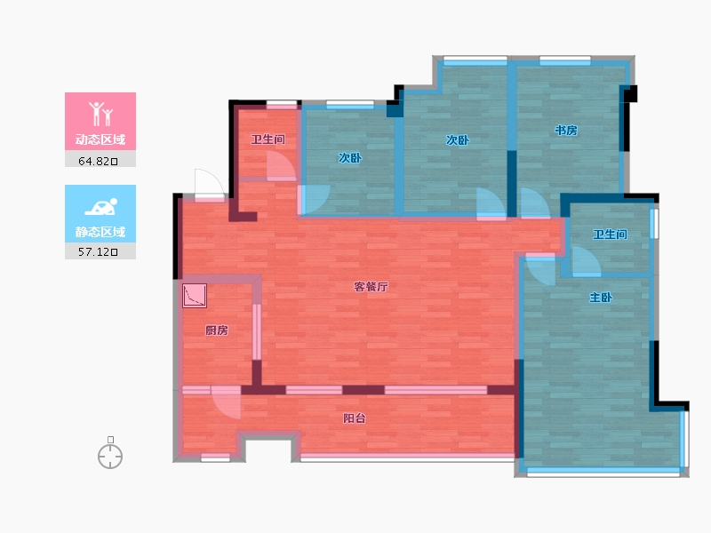 重庆-重庆市-华润公园九里G1号楼套内106m²-106.90-户型库-动静分区