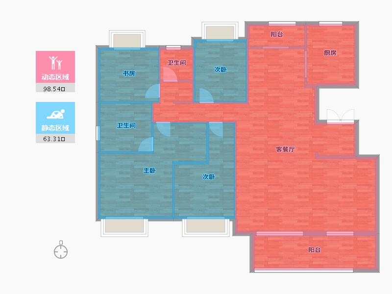 重庆-重庆市-华润公园九里套内146m²-147.93-户型库-动静分区