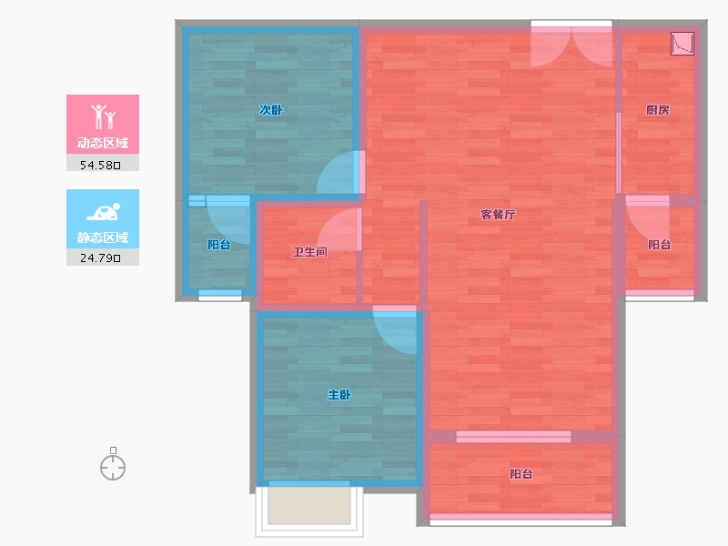 重庆-重庆市-华侨城云溪别院二期高层4号楼,二期高层5号楼套内70m²-70.00-户型库-动静分区