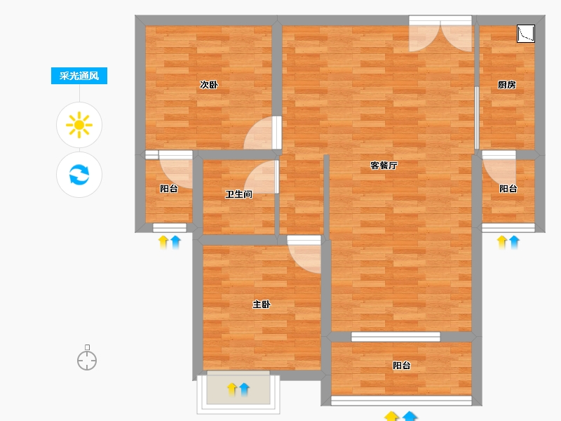 重庆-重庆市-华侨城云溪别院二期高层4号楼,二期高层5号楼套内70m²-70.00-户型库-采光通风