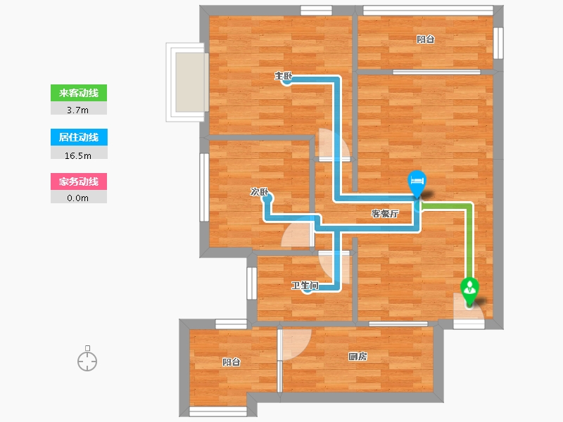 重庆-重庆市-恒大世纪城套内63m²-61.79-户型库-动静线