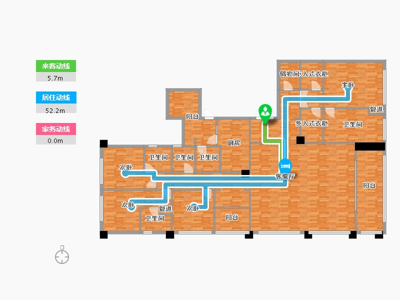 重庆-重庆市-公园大道79地块2号楼,79地块3号楼套内260m²-239.61-户型库-动静线