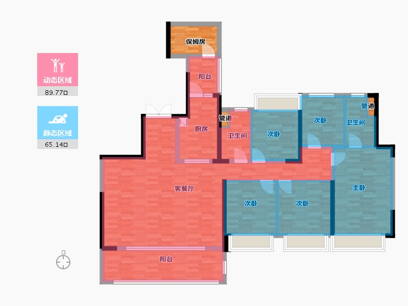 重庆-重庆市-公园大道74地块7号楼,74地块2号楼,85地块1号楼,85地块4号楼套内144m²-144.00-户型库-动静分区