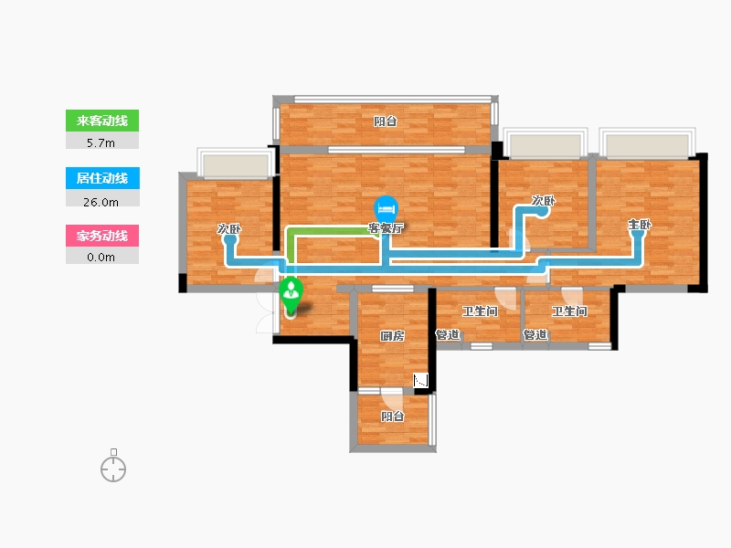 重庆-重庆市-公园大道74地块8号楼,74地块1号楼套内107m²-107.00-户型库-动静线