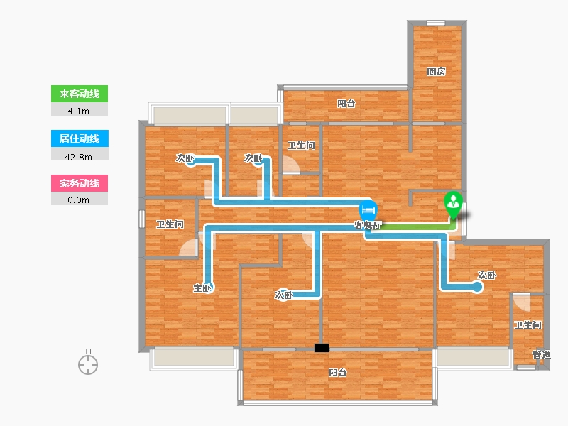 重庆-重庆市-碧桂园中俊天玺43号楼,45号楼套内189m²-189.13-户型库-动静线