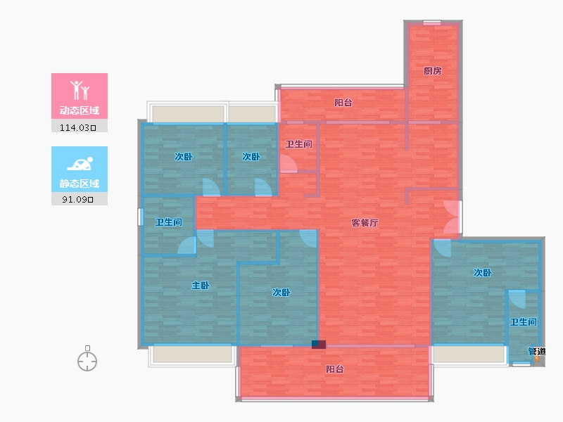 重庆-重庆市-碧桂园中俊天玺43号楼,45号楼套内189m²-189.13-户型库-动静分区