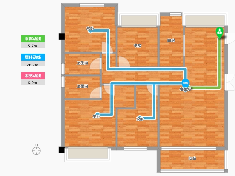 重庆-重庆市-碧桂园中俊天玺套内108m²-105.63-户型库-动静线