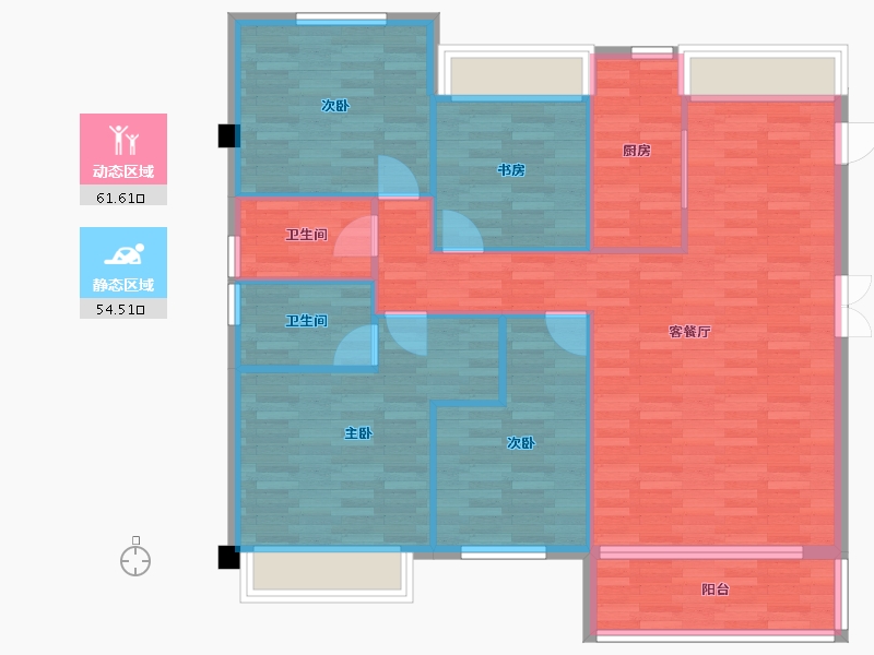 重庆-重庆市-碧桂园中俊天玺套内108m²-105.63-户型库-动静分区