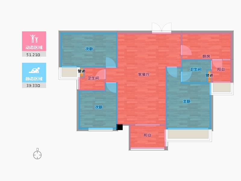 重庆-重庆市-碧桂园中俊天玺套内85m²-82.81-户型库-动静分区