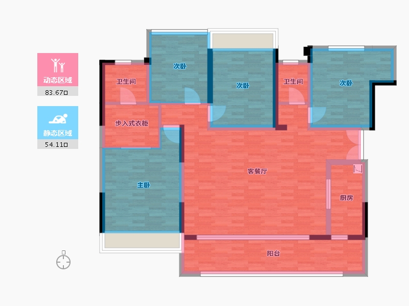 重庆-重庆市-北京城建龙樾生态城洋房6号楼套内127m²-121.91-户型库-动静分区