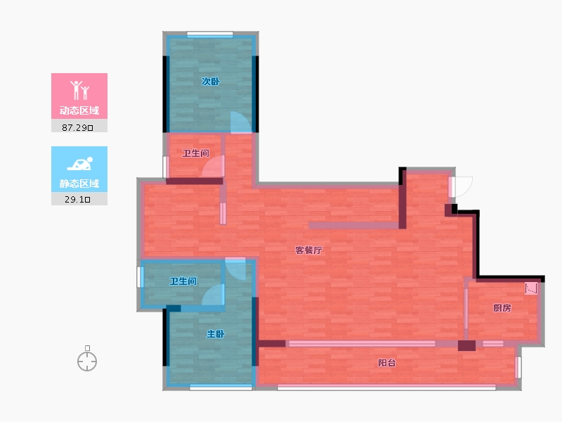 重庆-重庆市-御临府洋房13号楼,79地块洋房13,4,10,5号楼套内122m²-102.04-户型库-动静分区