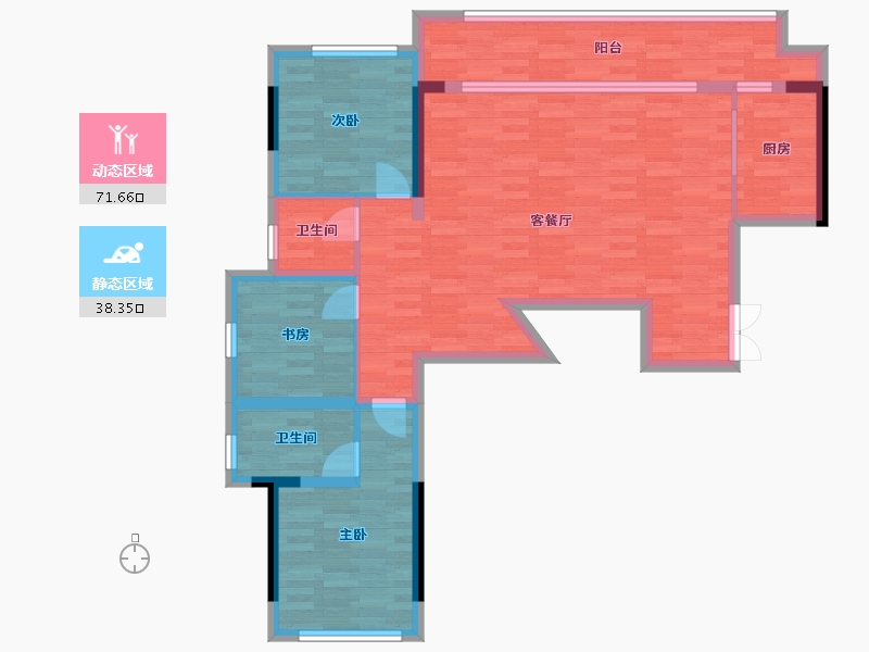 重庆-重庆市-御临府79地块洋房13,4,10,5号楼套内117m²-97.60-户型库-动静分区