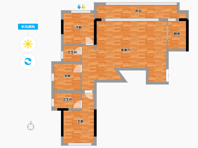 重庆-重庆市-御临府79地块洋房13,4,10,5号楼套内117m²-97.60-户型库-采光通风