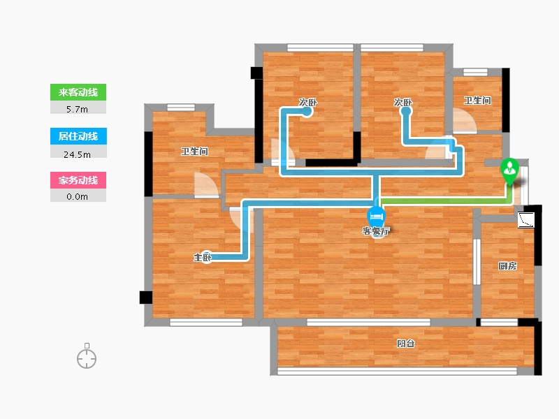 重庆-重庆市-御临府套内96m²-99.67-户型库-动静线