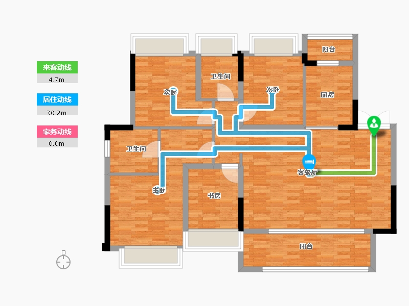 重庆-重庆市-协信哈罗国际中国洋房17号楼套内110m²-110.00-户型库-动静线