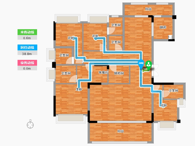 重庆-重庆市-协信哈罗国际中国洋房1号楼,洋房2号楼,洋房15号楼套内169m²-169.01-户型库-动静线