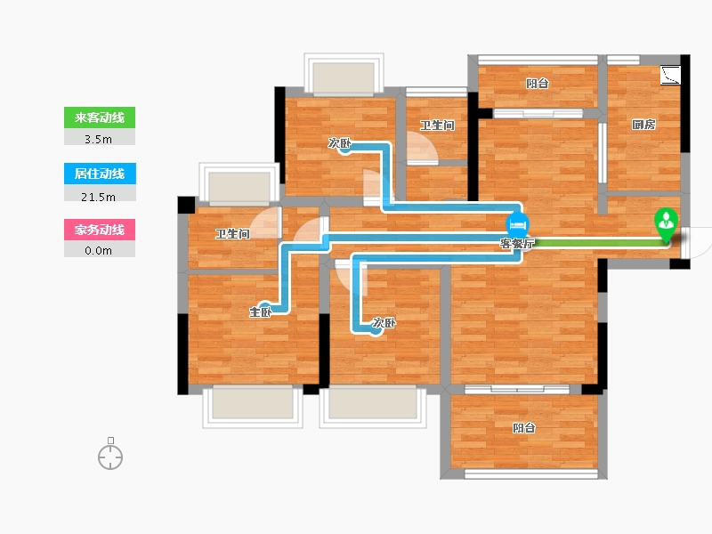 重庆-重庆市-协信哈罗国际中国8号地块4号楼套内85m²-79.68-户型库-动静线