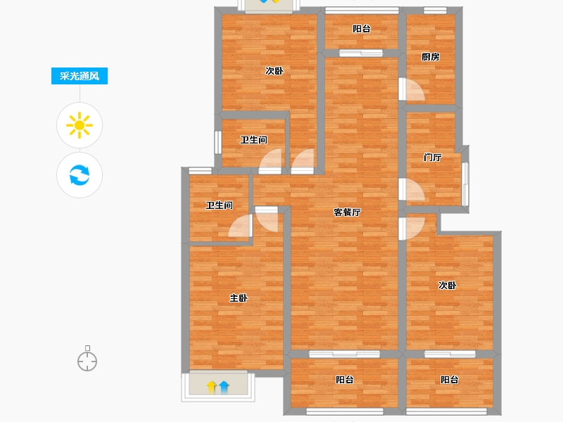 河南省-周口市-铂悦府-108.00-户型库-采光通风