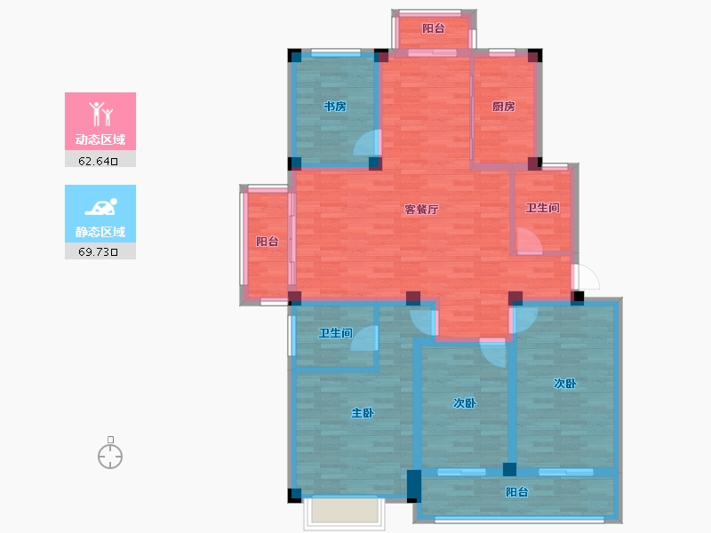 江苏省-淮安市-梧桐公馆-118.00-户型库-动静分区