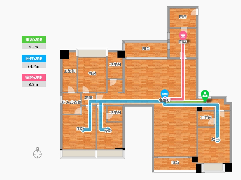 重庆-重庆市-中海天钻套内180m²-204.62-户型库-动静线