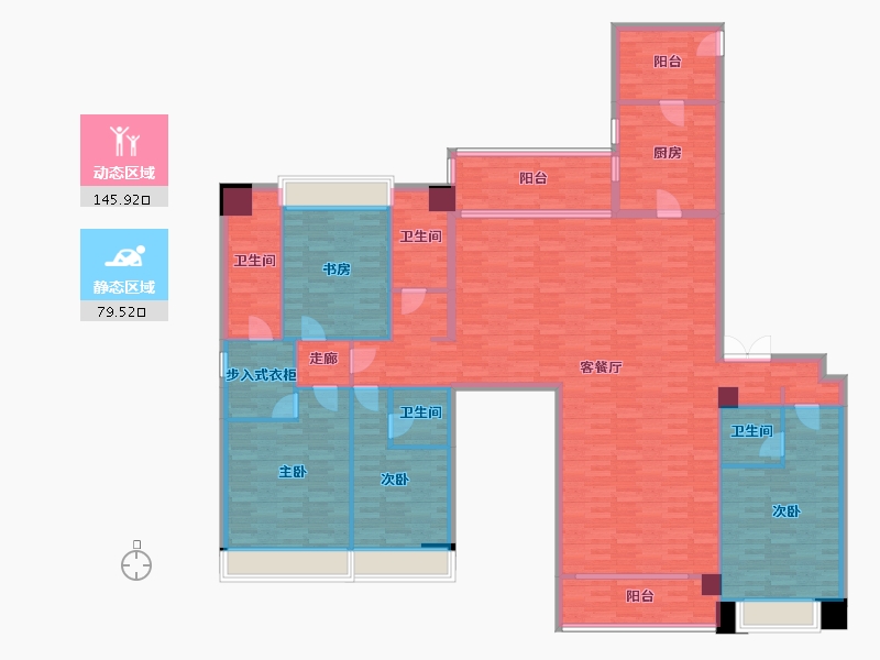 重庆-重庆市-中海天钻套内180m²-204.62-户型库-动静分区