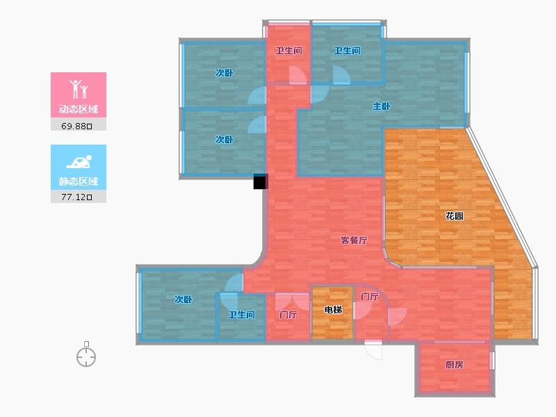 重庆-重庆市-龙湖九里晴川套内146m²-174.78-户型库-动静分区