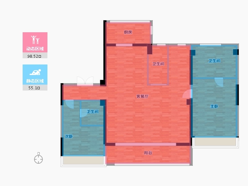 重庆-重庆市-中海天钻套内141m²-138.40-户型库-动静分区