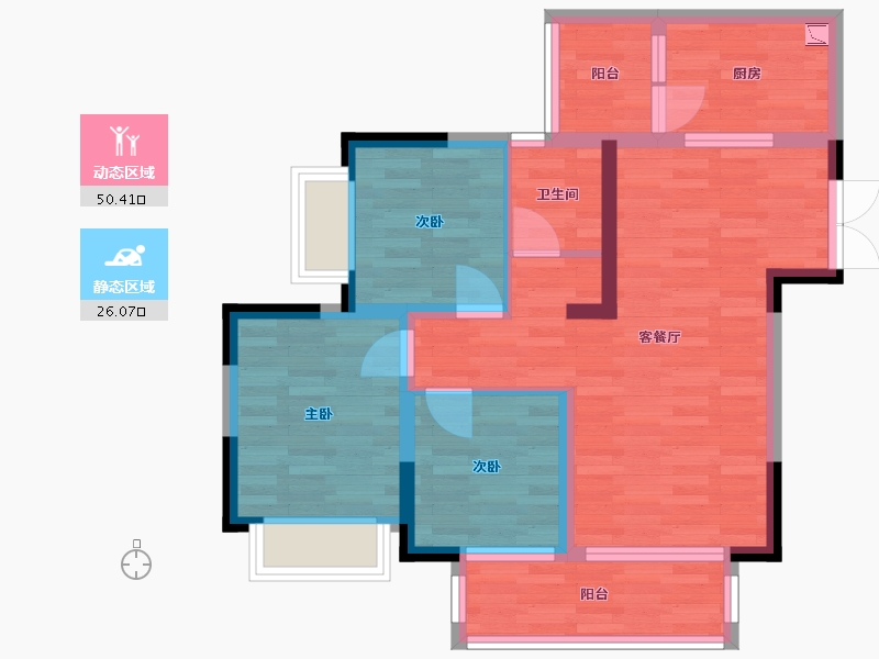 重庆-重庆市-中国摩檀香花园8号楼套内71m²-66.21-户型库-动静分区