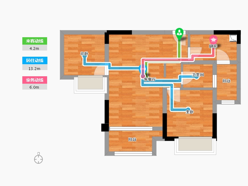 重庆-重庆市-中国摩青橙公馆2号楼,5号楼套内53m²-49.65-户型库-动静线