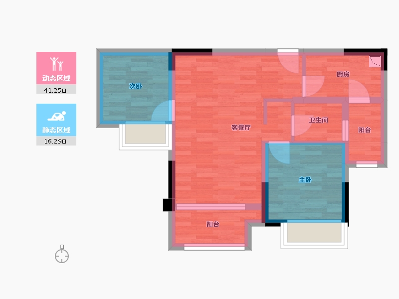 重庆-重庆市-中国摩青橙公馆2号楼,5号楼套内53m²-49.65-户型库-动静分区