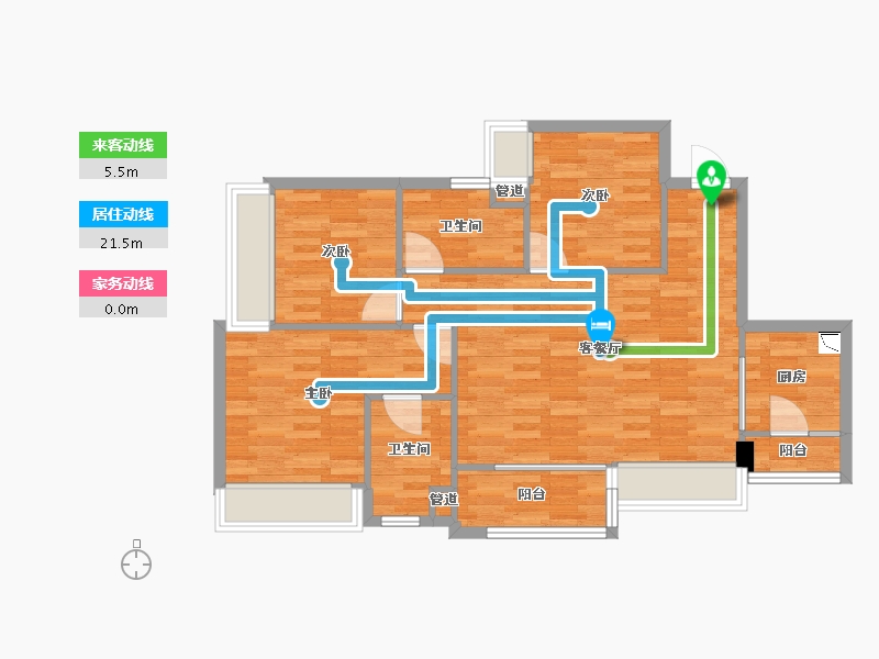 重庆-重庆市-万科森林公园7号地块4号楼套内82m²-82.00-户型库-动静线