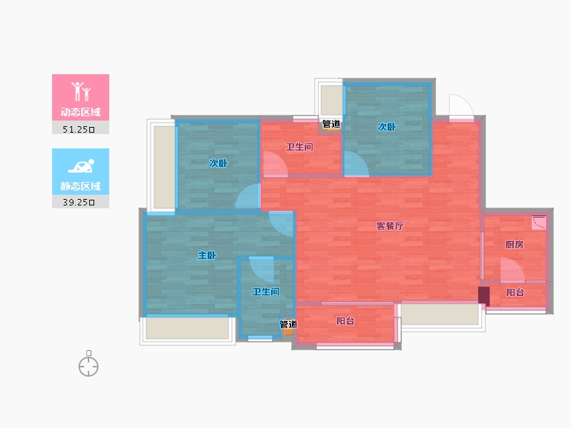 重庆-重庆市-万科森林公园7号地块4号楼套内82m²-82.00-户型库-动静分区