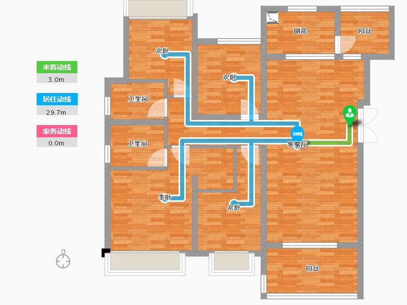 重庆-重庆市-龙湖景粼玖序洋房5号楼,洋房7号楼套内114m²-105.85-户型库-动静线