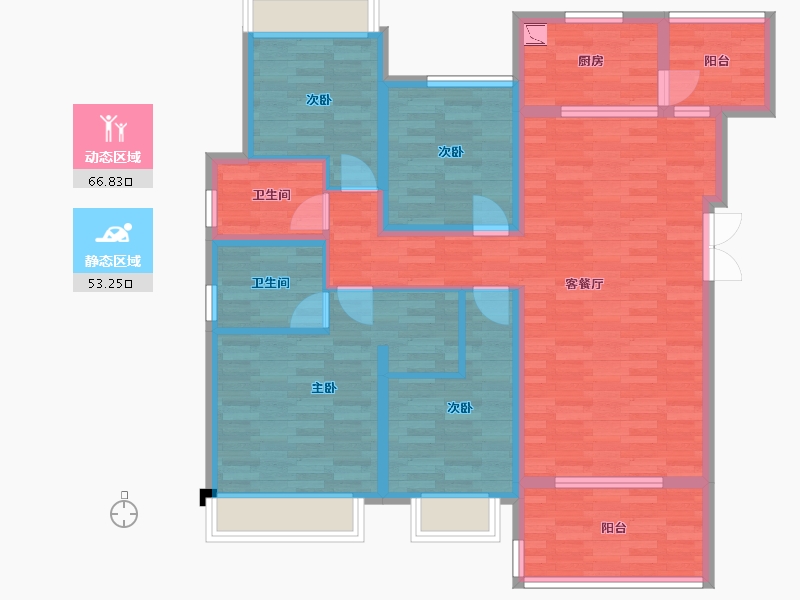 重庆-重庆市-龙湖景粼玖序洋房5号楼,洋房7号楼套内114m²-105.85-户型库-动静分区