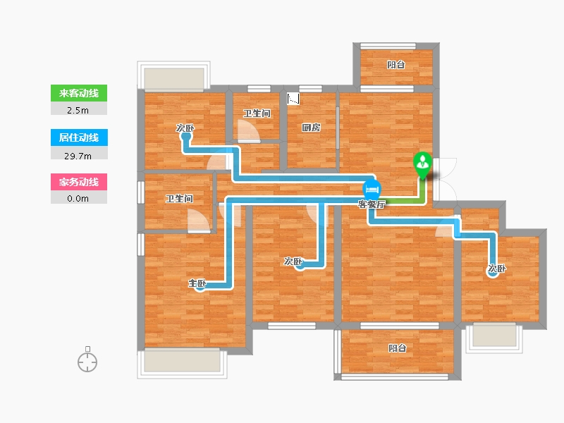 重庆-重庆市-龙湖景粼玖序套内116m²-101.89-户型库-动静线