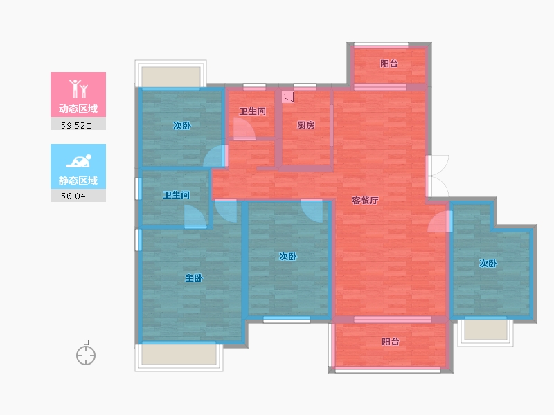 重庆-重庆市-龙湖景粼玖序套内116m²-101.89-户型库-动静分区