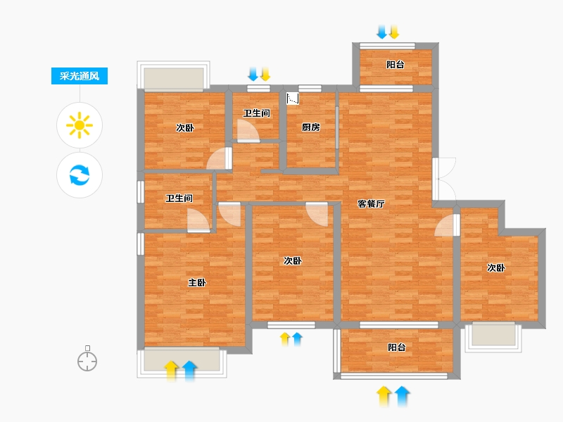 重庆-重庆市-龙湖景粼玖序套内116m²-101.89-户型库-采光通风