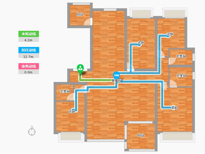 重庆-重庆市-龙湖景粼玖序2组团大平层11号楼套内162m²-151.44-户型库-动静线