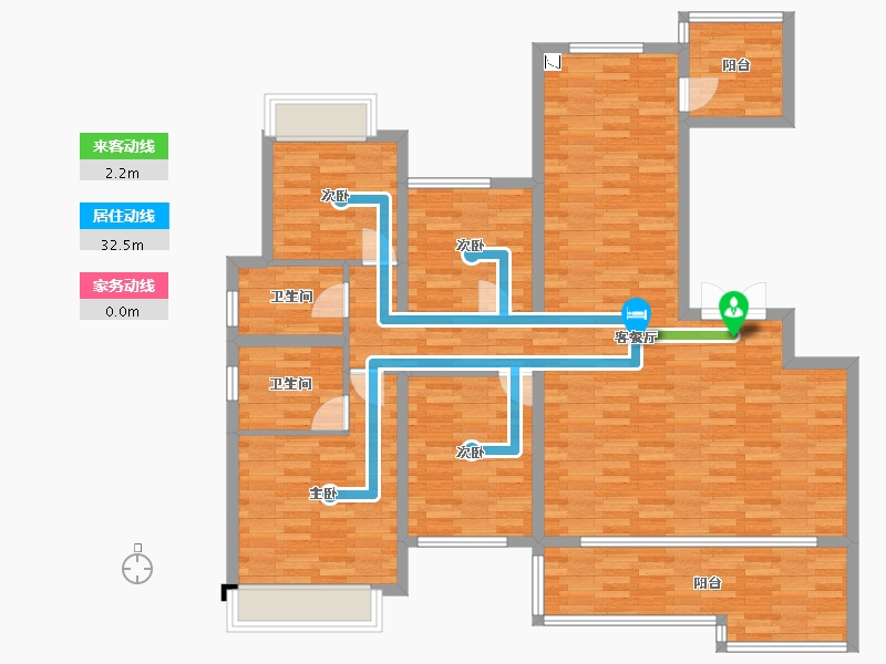 重庆-重庆市-龙湖景粼玖序套内139m²-125.49-户型库-动静线