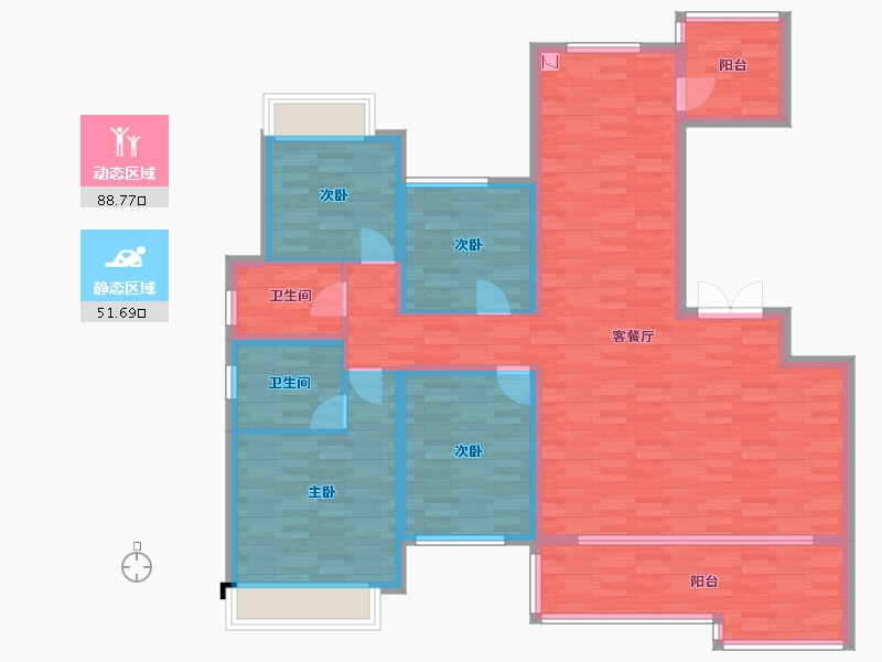 重庆-重庆市-龙湖景粼玖序套内139m²-125.49-户型库-动静分区