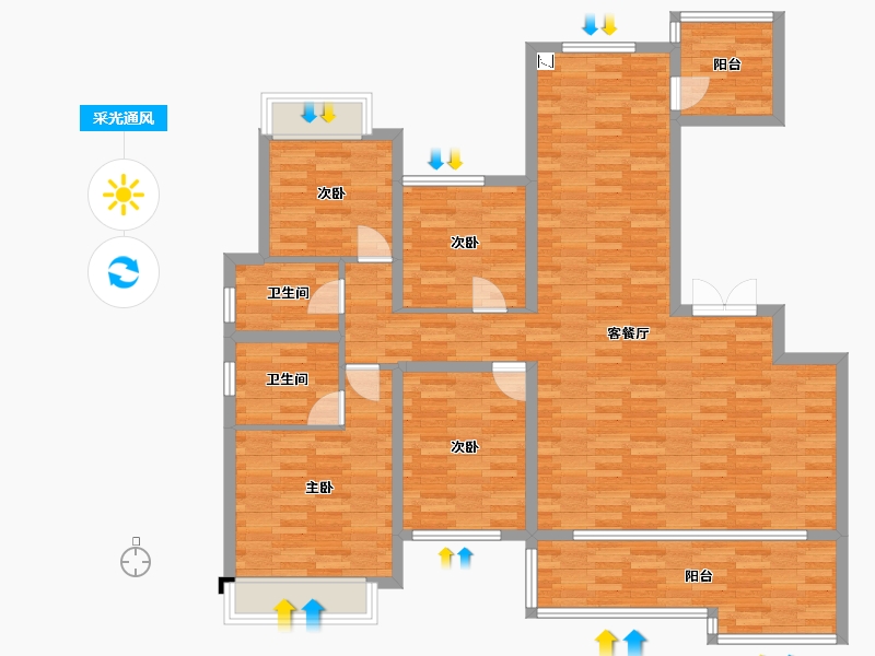 重庆-重庆市-龙湖景粼玖序套内139m²-125.49-户型库-采光通风