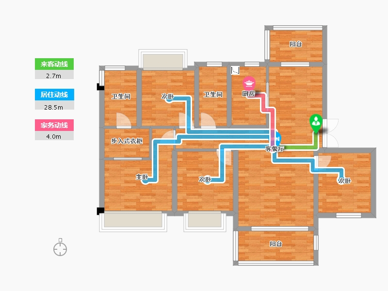 重庆-重庆市-龙湖景粼玖序套内110m²-101.15-户型库-动静线