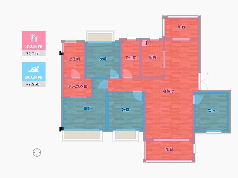 重庆-重庆市-龙湖景粼玖序套内110m²-101.15-户型库-动静分区