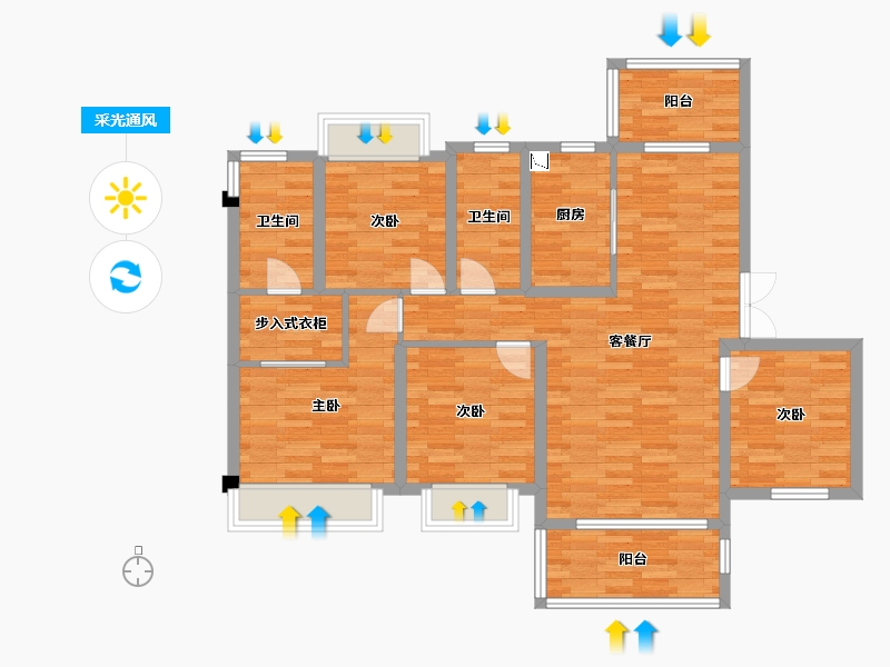 重庆-重庆市-龙湖景粼玖序套内110m²-101.15-户型库-采光通风