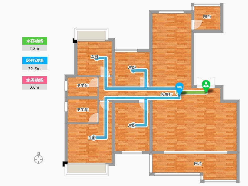 重庆-重庆市-龙湖景粼玖序套内139m²-127.69-户型库-动静线