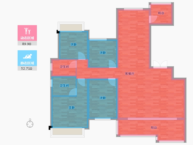 重庆-重庆市-龙湖景粼玖序套内139m²-127.69-户型库-动静分区