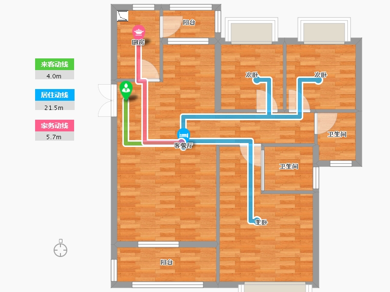 重庆-重庆市-泰德晟景台套内86m²-86.00-户型库-动静线