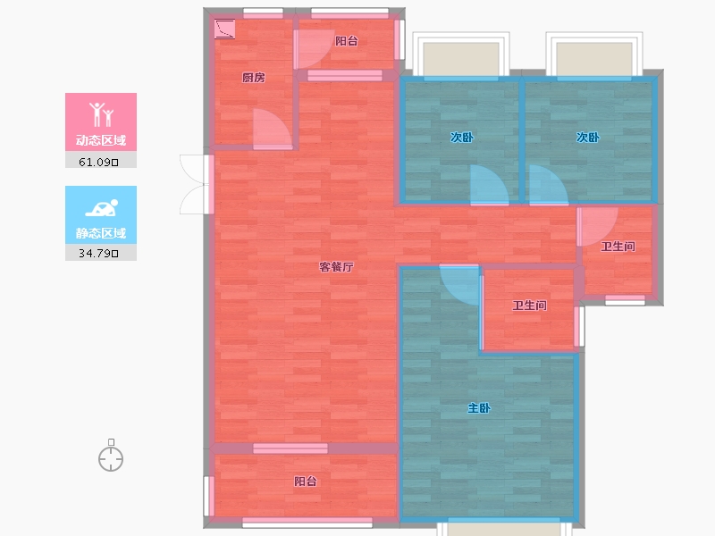 重庆-重庆市-泰德晟景台套内86m²-86.00-户型库-动静分区