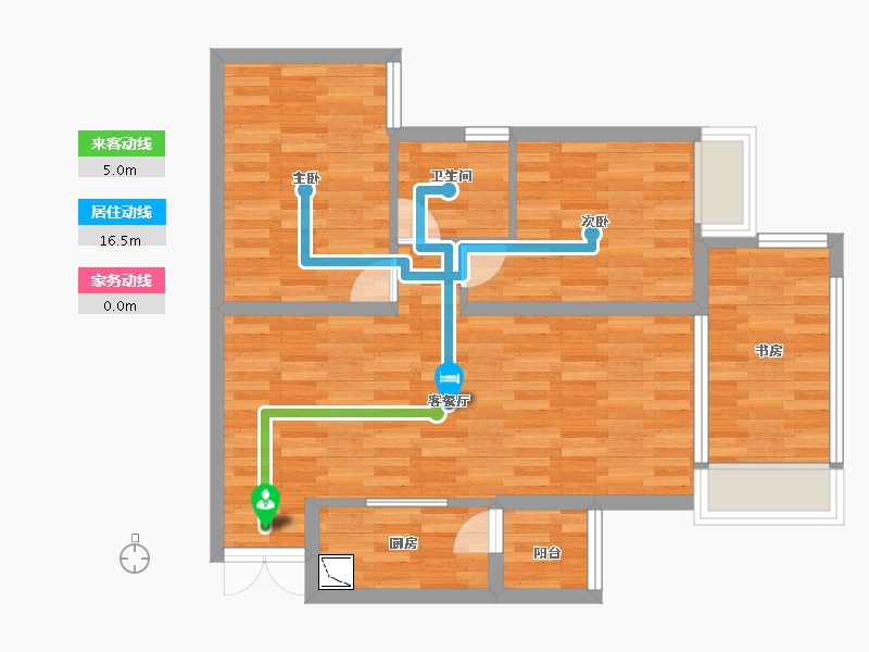 重庆-重庆市-龙湖九里晴川套内68m²-68.00-户型库-动静线