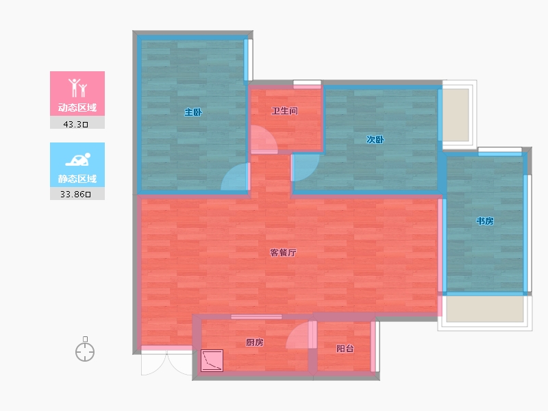 重庆-重庆市-龙湖九里晴川套内68m²-68.00-户型库-动静分区